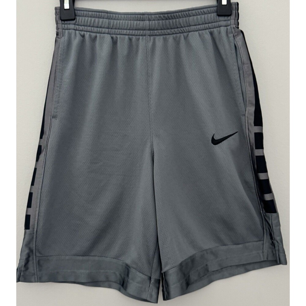 Nike YXL Gray/Black Dri-Fit Boys Pocket Shorts with Functional Drawstring
